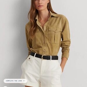 NEW! Ralph Lauren Genuine Leather Goat suede Shirt Size L MSRP $495